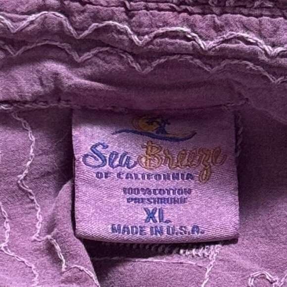 Vintage Sea Breeze of California Boho Lagenlook Coastal Embroidered Button up XL - Picture 7 of 9